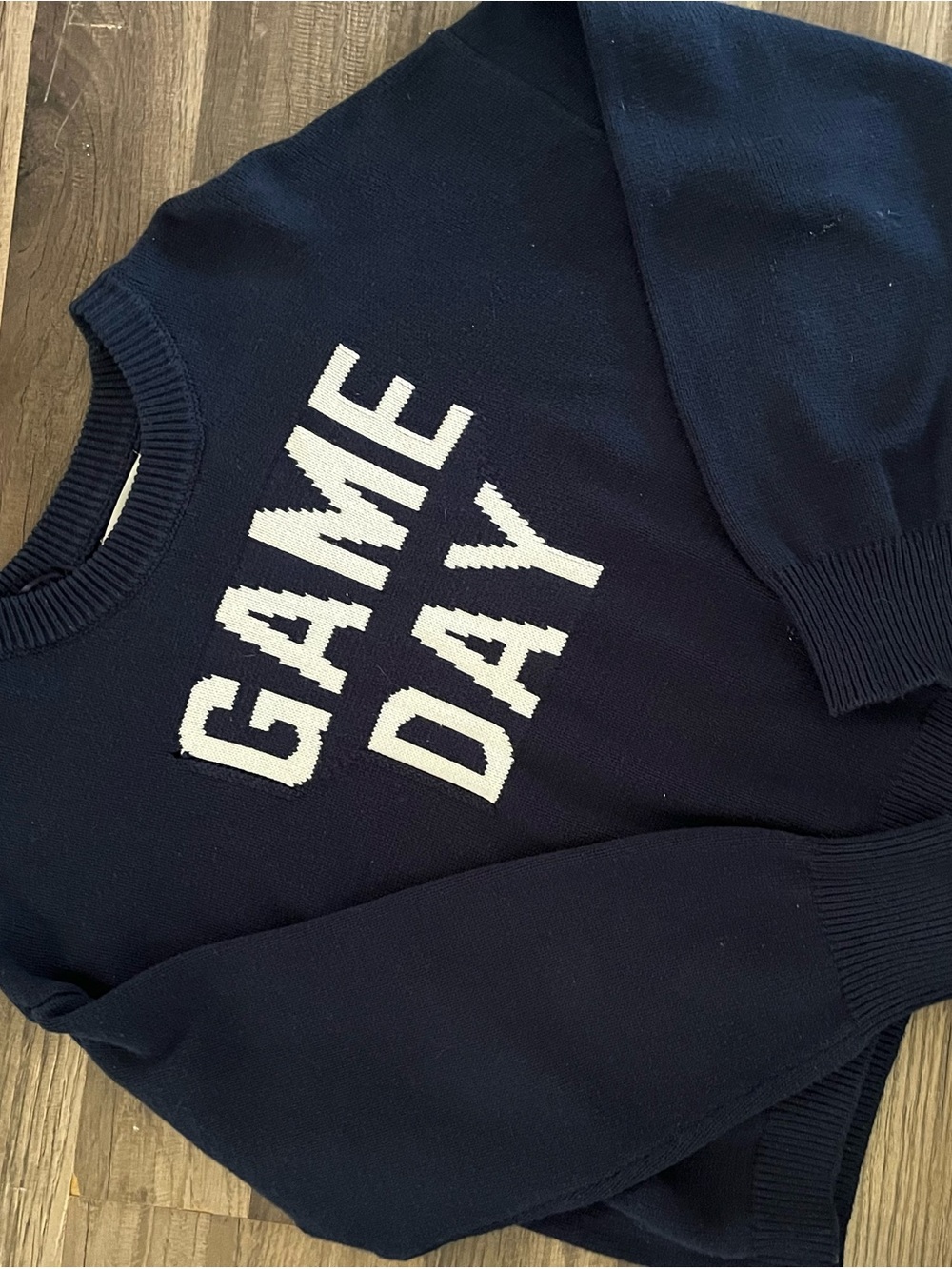 Jessica Simpson Navy and White 'GAME DAY' Crewneck Sweater
